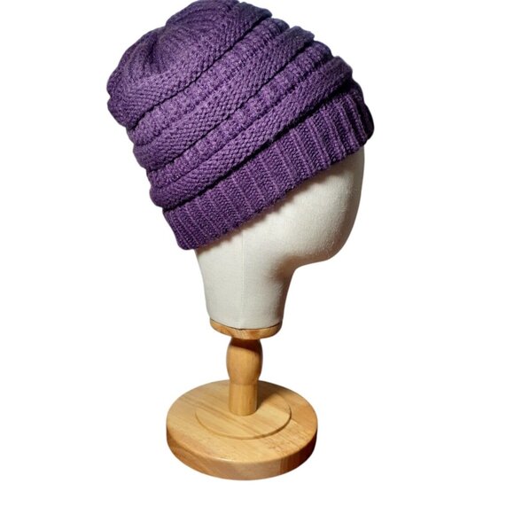 CC Beanie Purple One Size Slouchy Cold Weather Cap - Picture 3 of 4